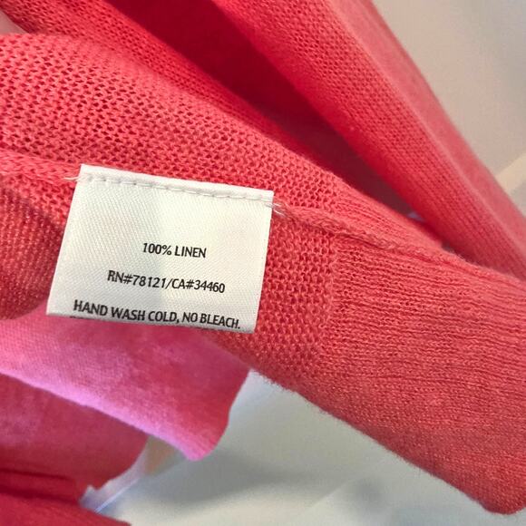 Eileen Fisher Linen Open Front Waterfall Cardigan Size XL Pink - Picture 4 of 4